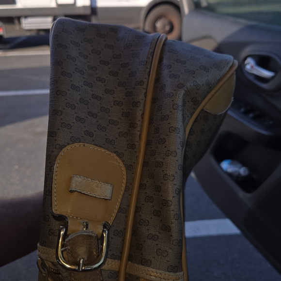 Gucci Brown Monogram Crossbody Bag with Tan Trim - Picture 11 of 16